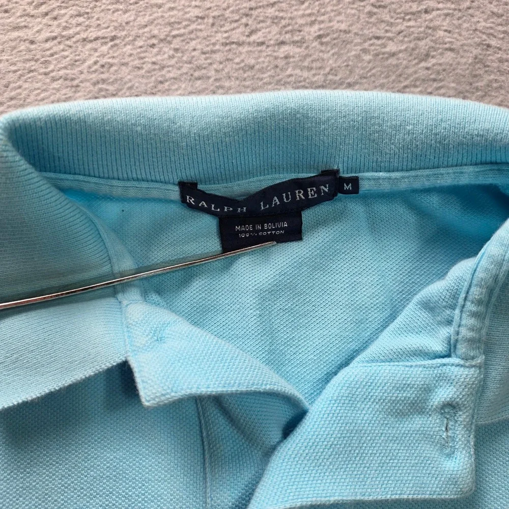 Ralph Lauren Mens Polo Shirt Light Blue Short Sleeve Cotton Pony Logo‎ Size M